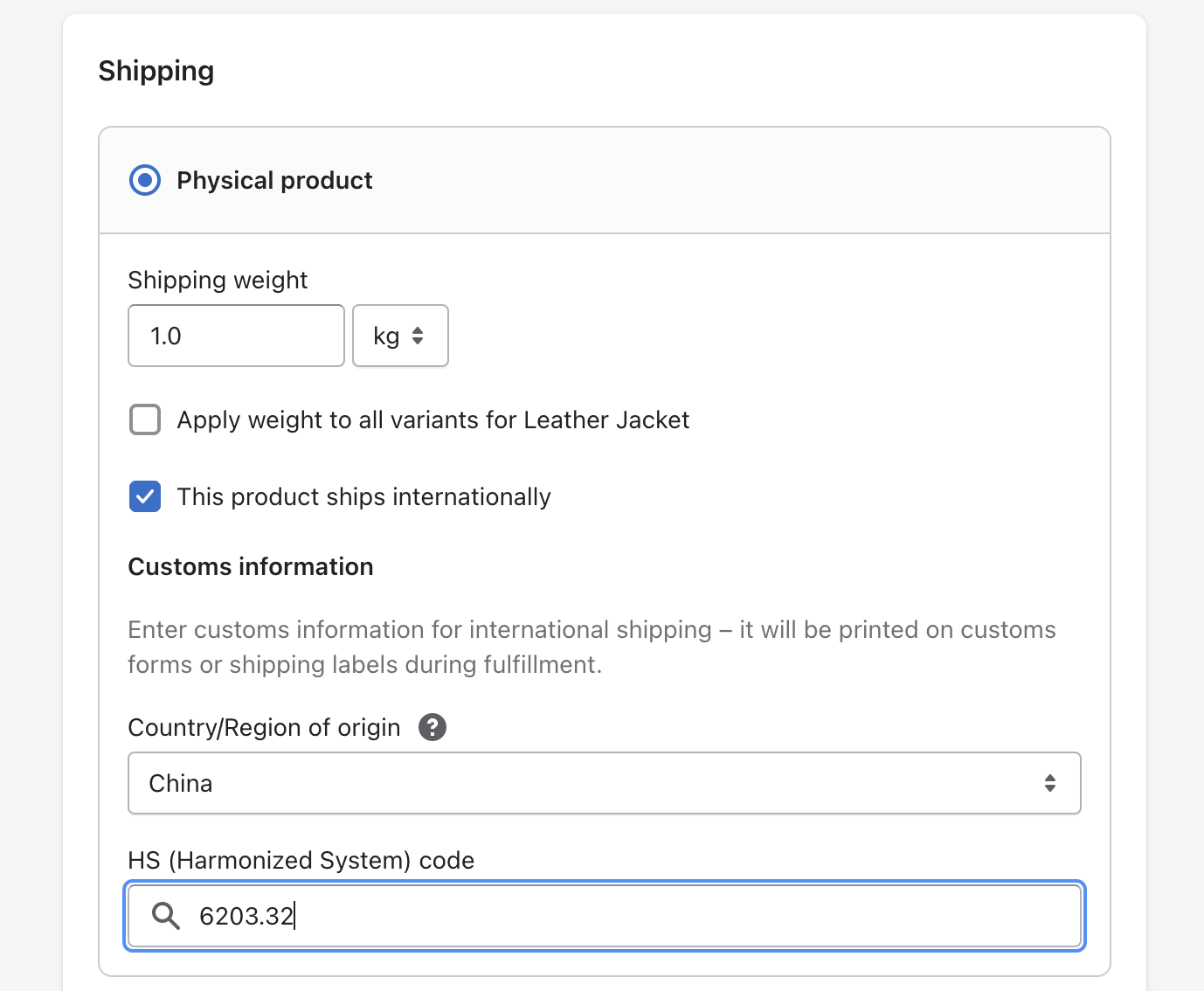 Add Harmonised Code(HS Code) to Your Shipping Item